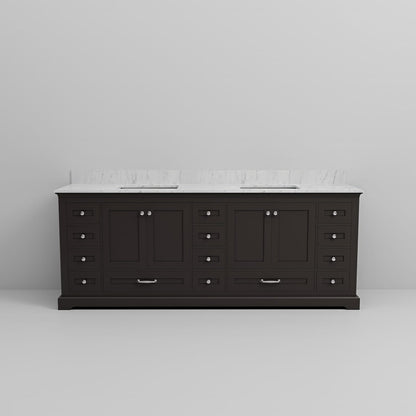 Espresso Double Bath Vanity - 84" W with Carrara Marble Top