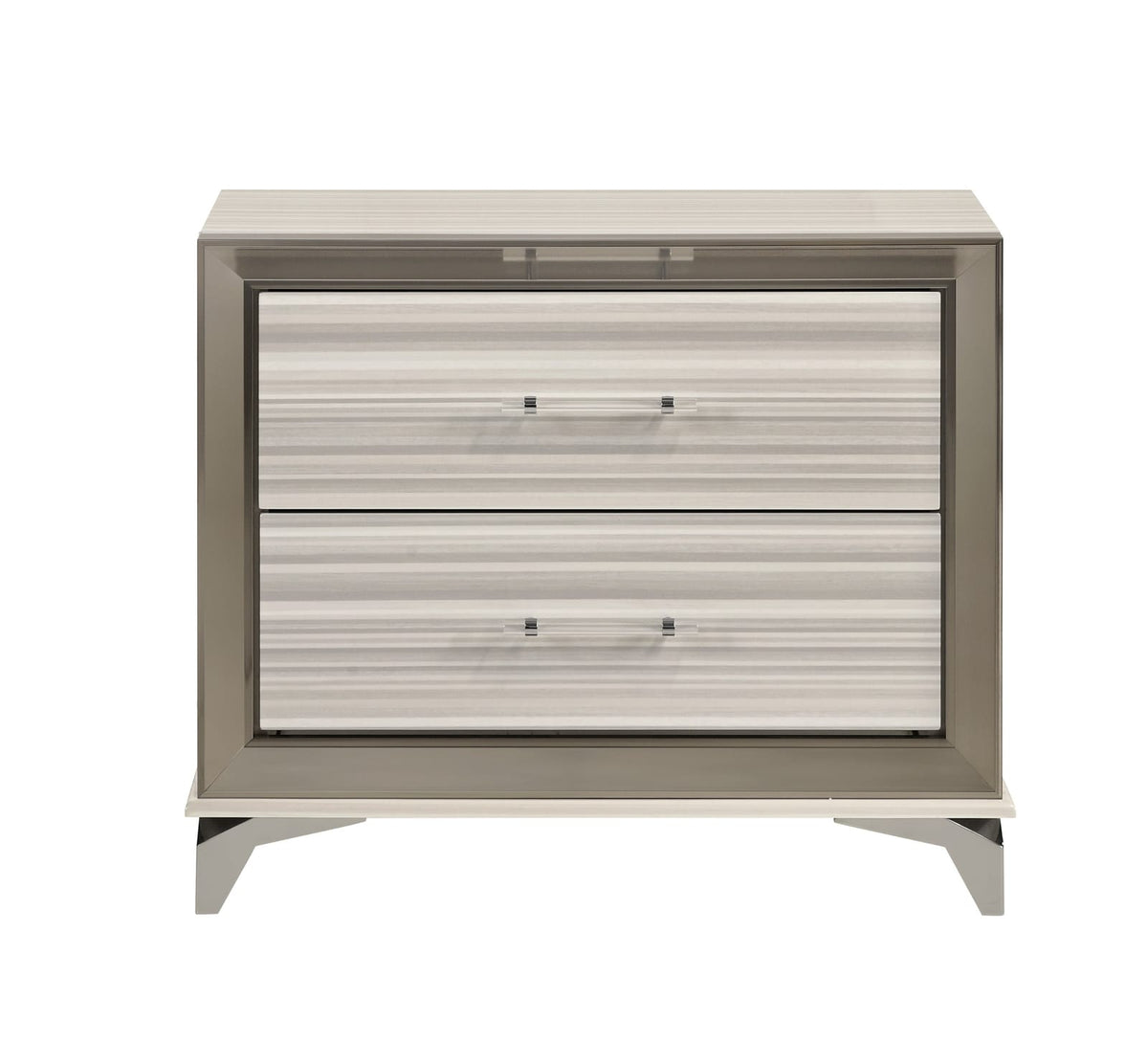 STAR WHITE NIGHTSTAND - White Square Nightstand with 2 Drawers