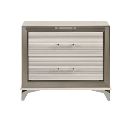 STAR WHITE NIGHTSTAND - White Square Nightstand with 2 Drawers