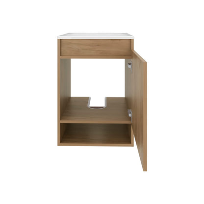Modern Beige Wall Mounted Bathroom Vanity with Melamine Finish