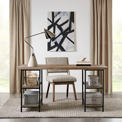 Grey Wood Desk - 60" W Work From Home Storage