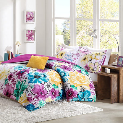 Full/Queen Blue Floral Comforter Set