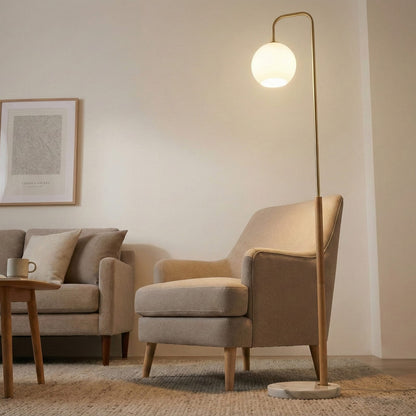 Tall White Marble Floor Lamp - Reading & Study Light