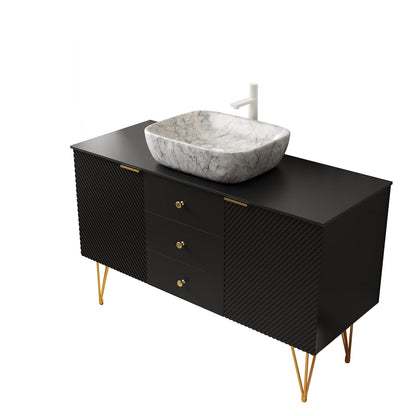 48 Inch Black Bathroom Vanity with Ceramic Vessel Sink