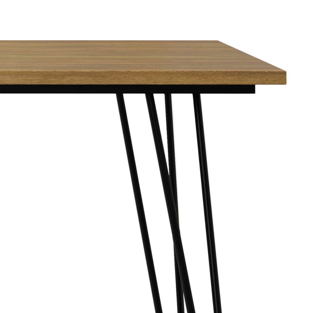 Light Brown Metal & Wood Dining Table - 6 Person
