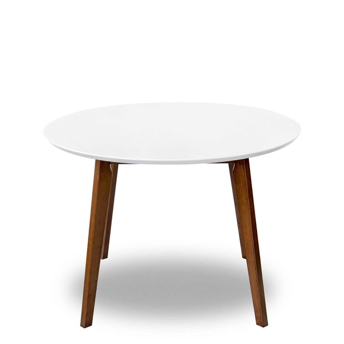 Alina Dining Table - Brown, White Mid-Century Modern 43" Oval