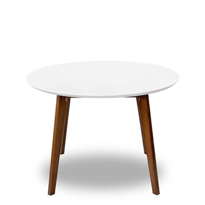 Alina Dining Table - Brown, White Mid-Century Modern 43" Oval