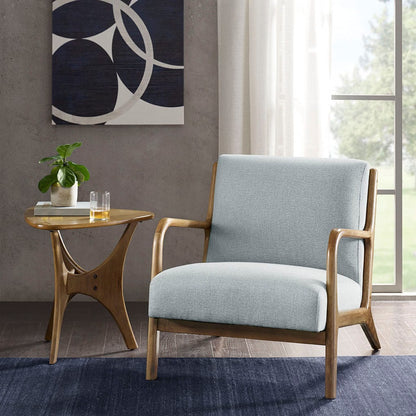 Light Blue Lounge Chair - Mid Century Modern Solid Wood Frame