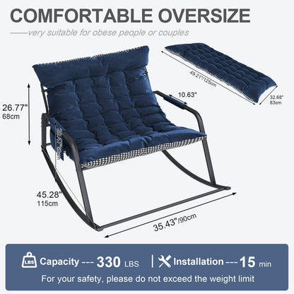 Blue Metal Rocking Chair with Cushions - Relaxing Lounge for Living Room