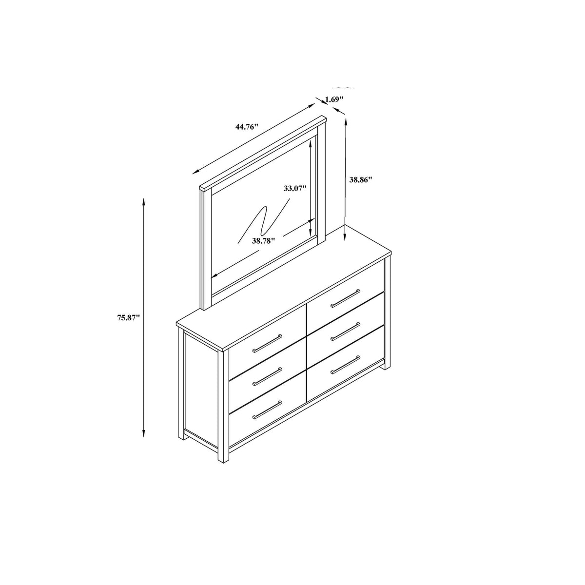 Beige Farmhouse Dresser Mirror - 44.76" x 38.86"