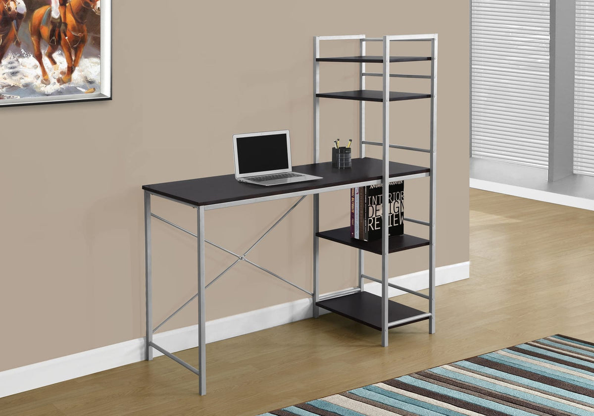 Espresso MDF Computer Desk with Storage Shelves - 48"L for Home Office