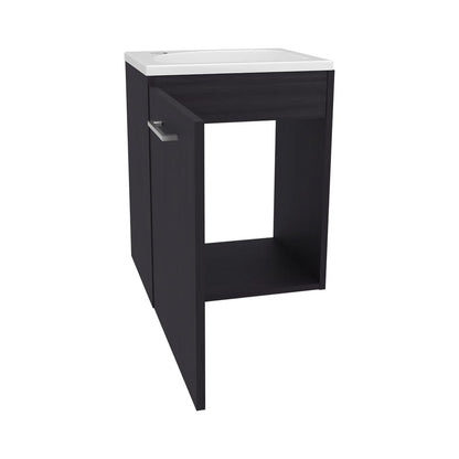 Black Bathroom Vanity with Sink - Wall Mounted