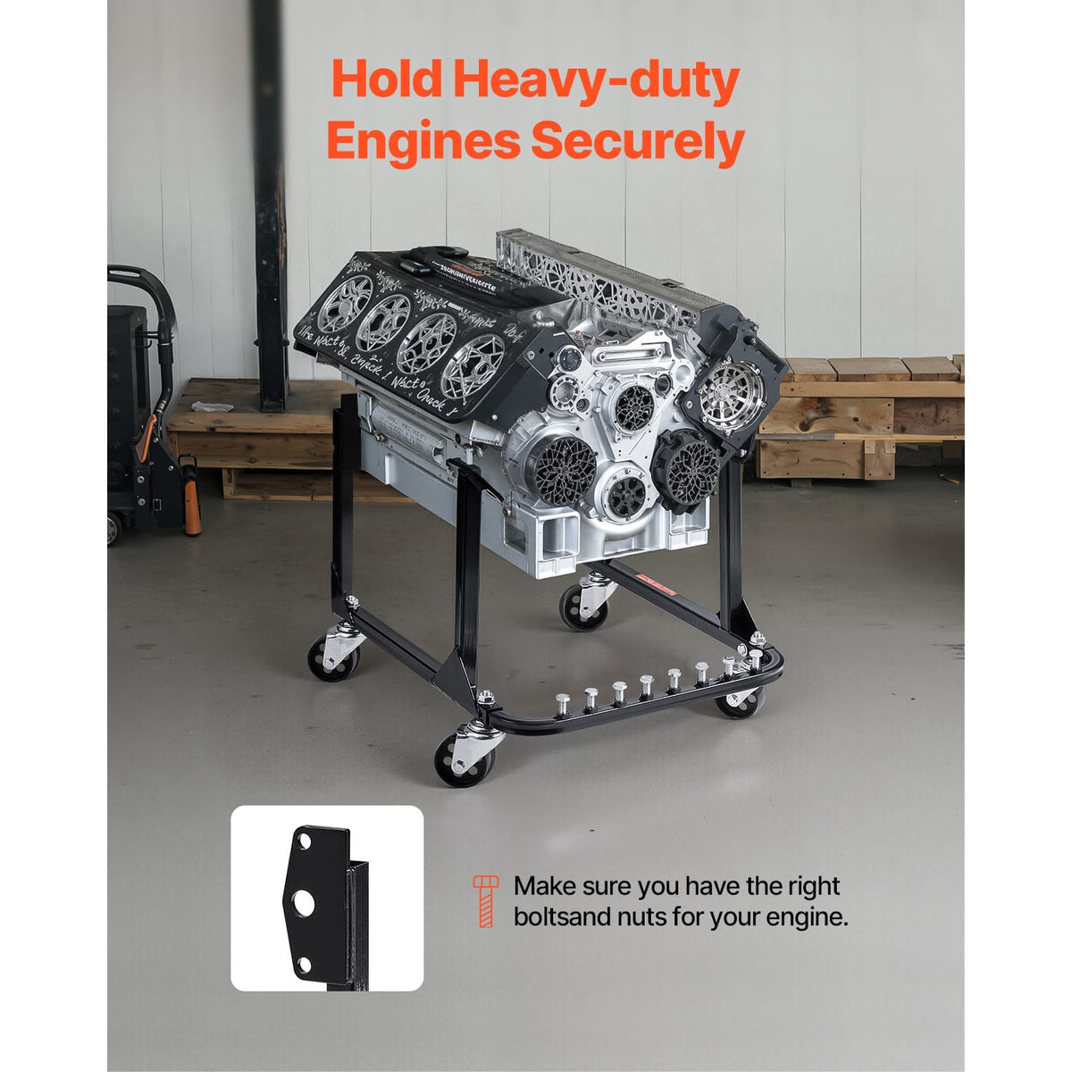 Heavy-Duty Engine Stand with Storage - 750 lb Capacity for Living Room