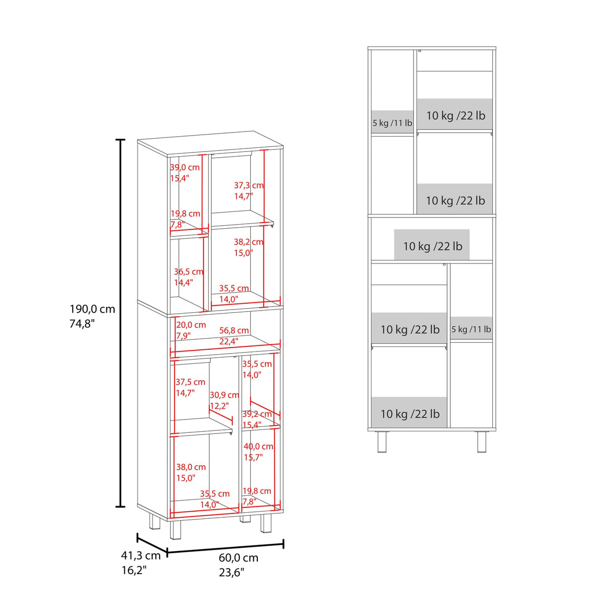 White MDF Pantry Cabinet - Tall Storage Unit for Living Room