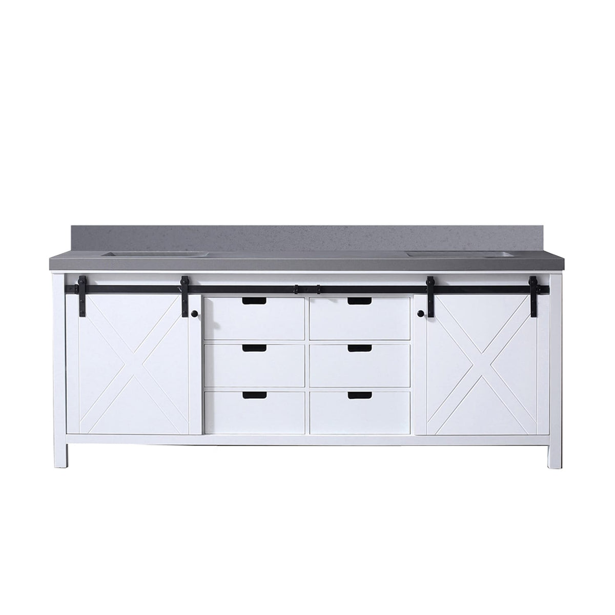 White Double Bathroom Vanity with Quartz Top