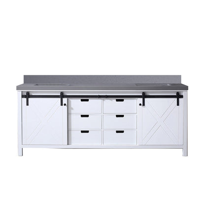 White Double Bathroom Vanity with Quartz Top