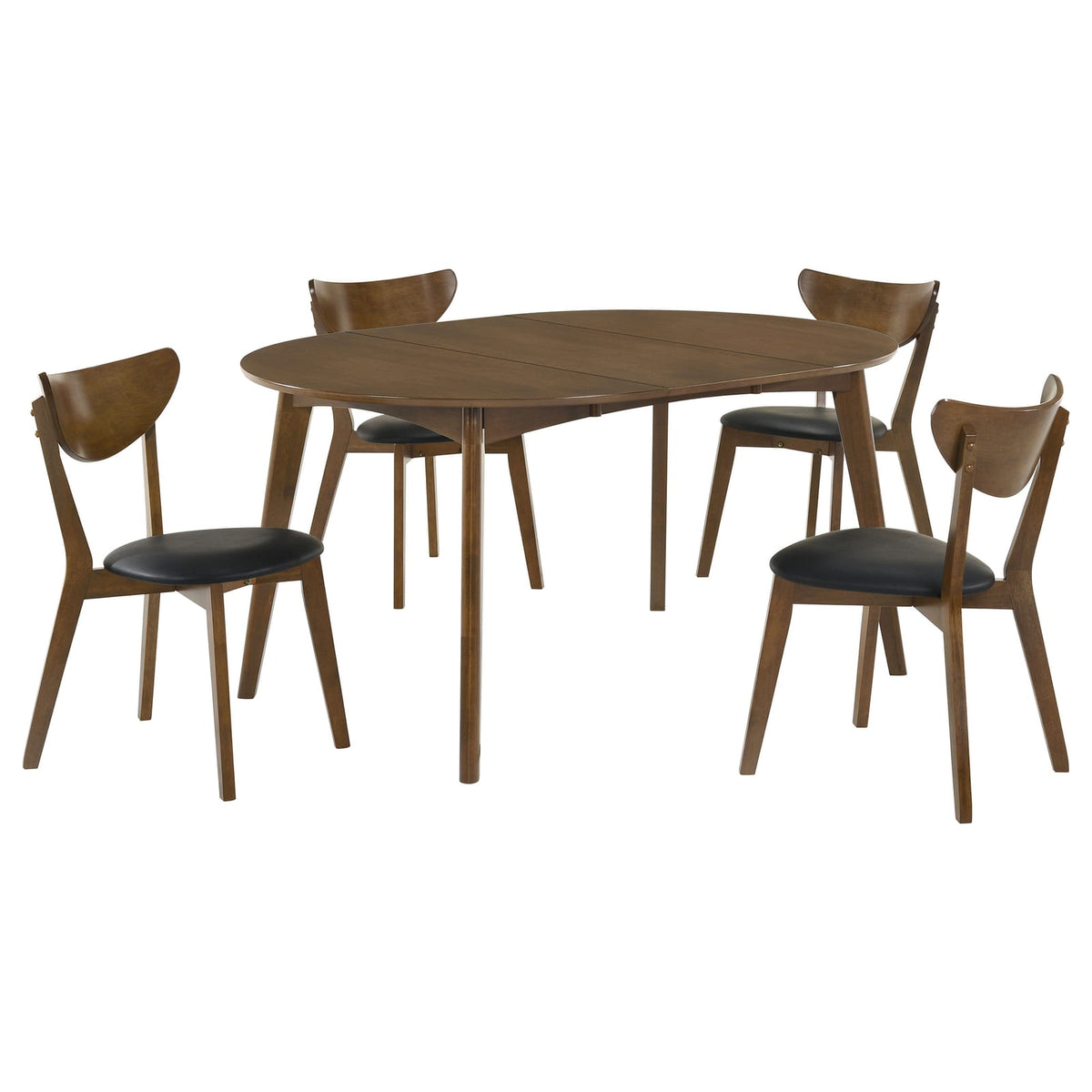 Oval Dark Walnut Dining Table with Chairs - 5 Piece Set for Dining Room