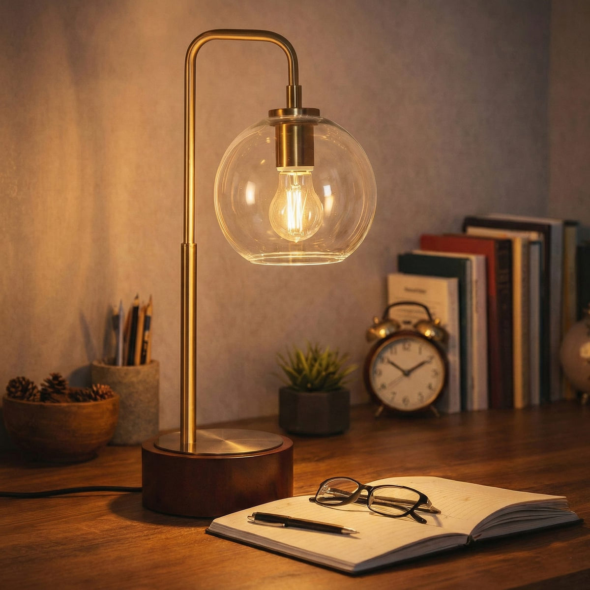 Modern Classic Desk Lamp - Bronze Metal Table Light