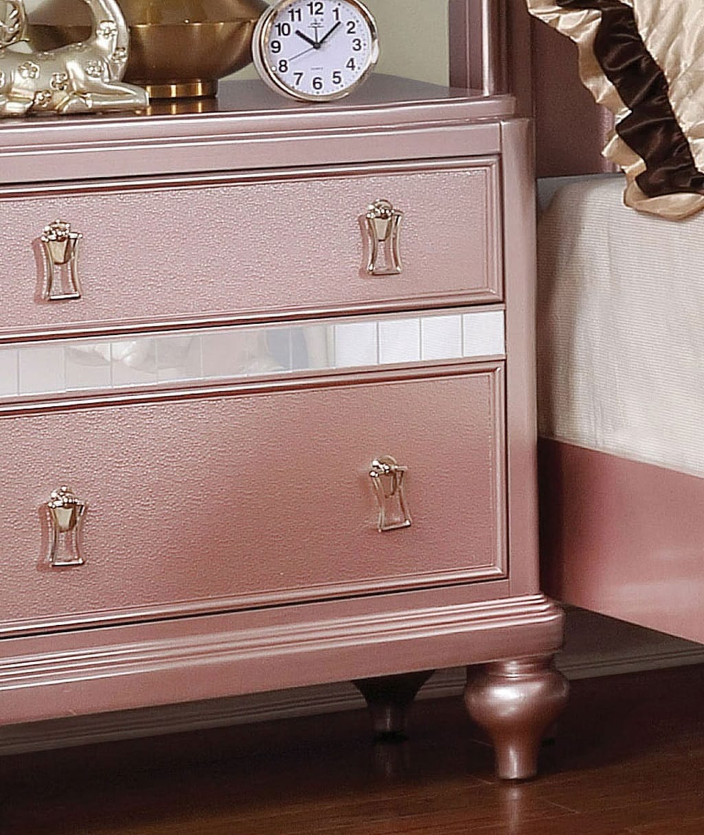 Elegant Rose Gold 2-Drawer Bedside Cabinet - Modern Nightstand