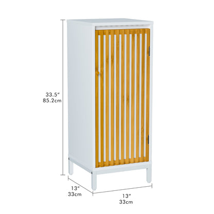 White+Natural Bamboo Side Cabinet - Storage & Style