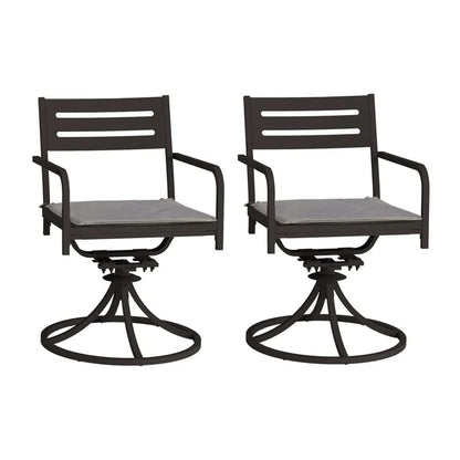 Set of 2 Black Metal Swivel Patio Chairs Outdoor Dining Furniture