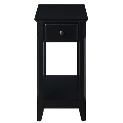 Black Rectangular Accent Table with Storage for Living Room