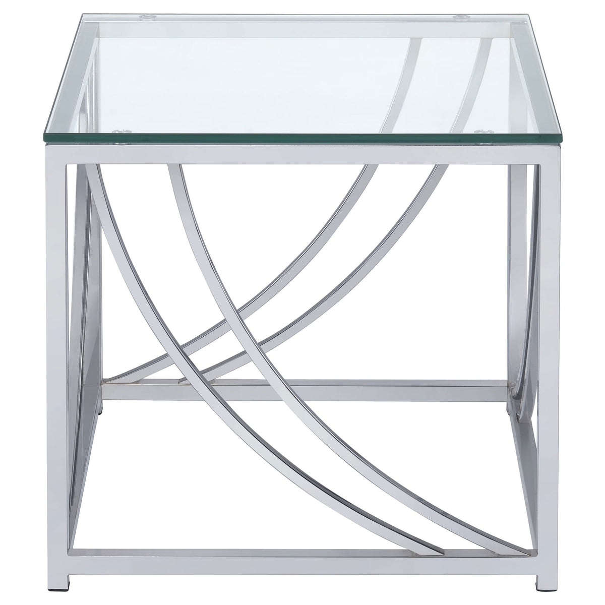 Chrome Glass Square End Table for Primary Living Space for Living Room