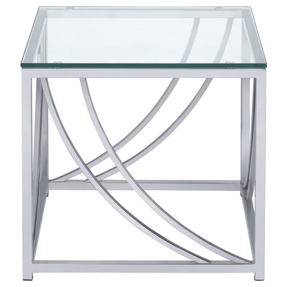 Chrome Glass Square End Table for Primary Living Space for Living Room