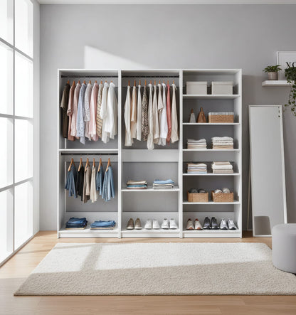 White Wood Walk-In Closet System - 5 Modules