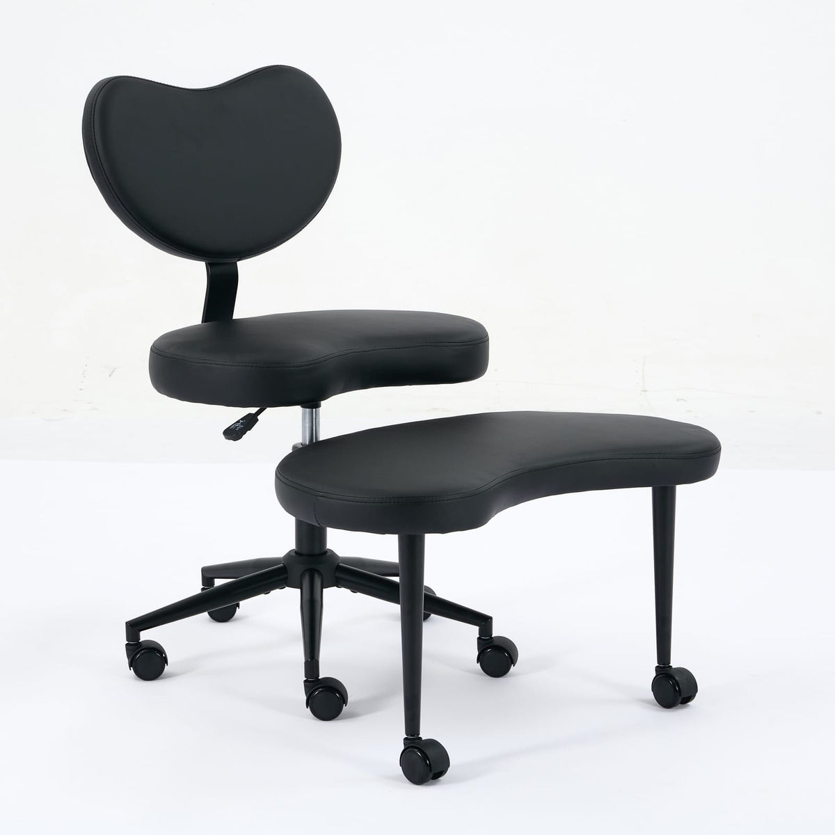 Meditation Chair Plus - Cross Legged Office Chair, Black PU Leather