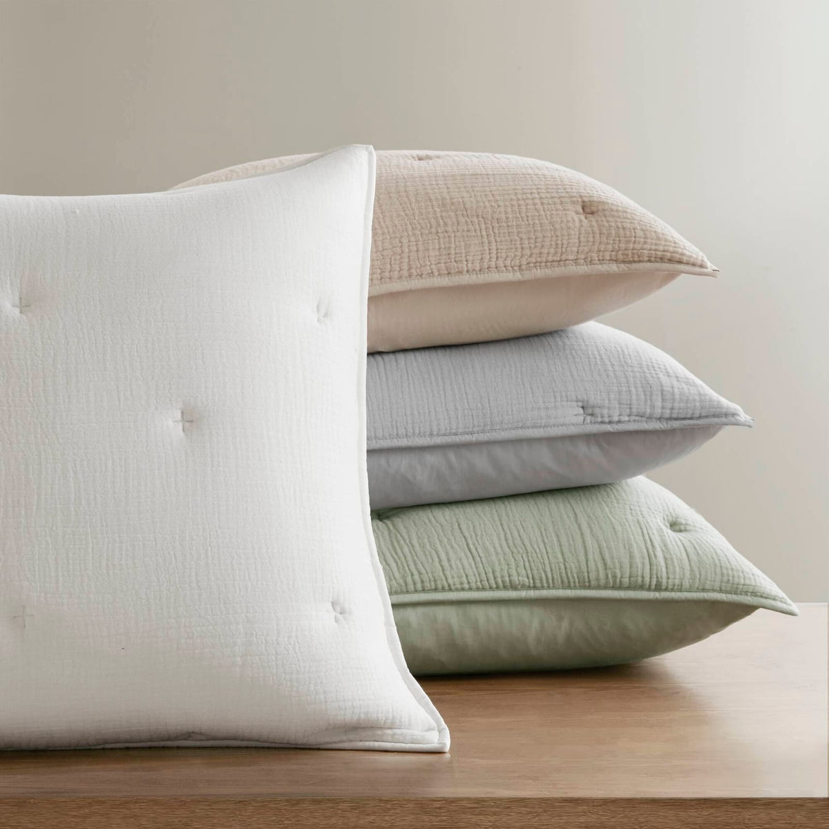 Sage Cotton Embroidered Euro Sham - 26x26 Inches