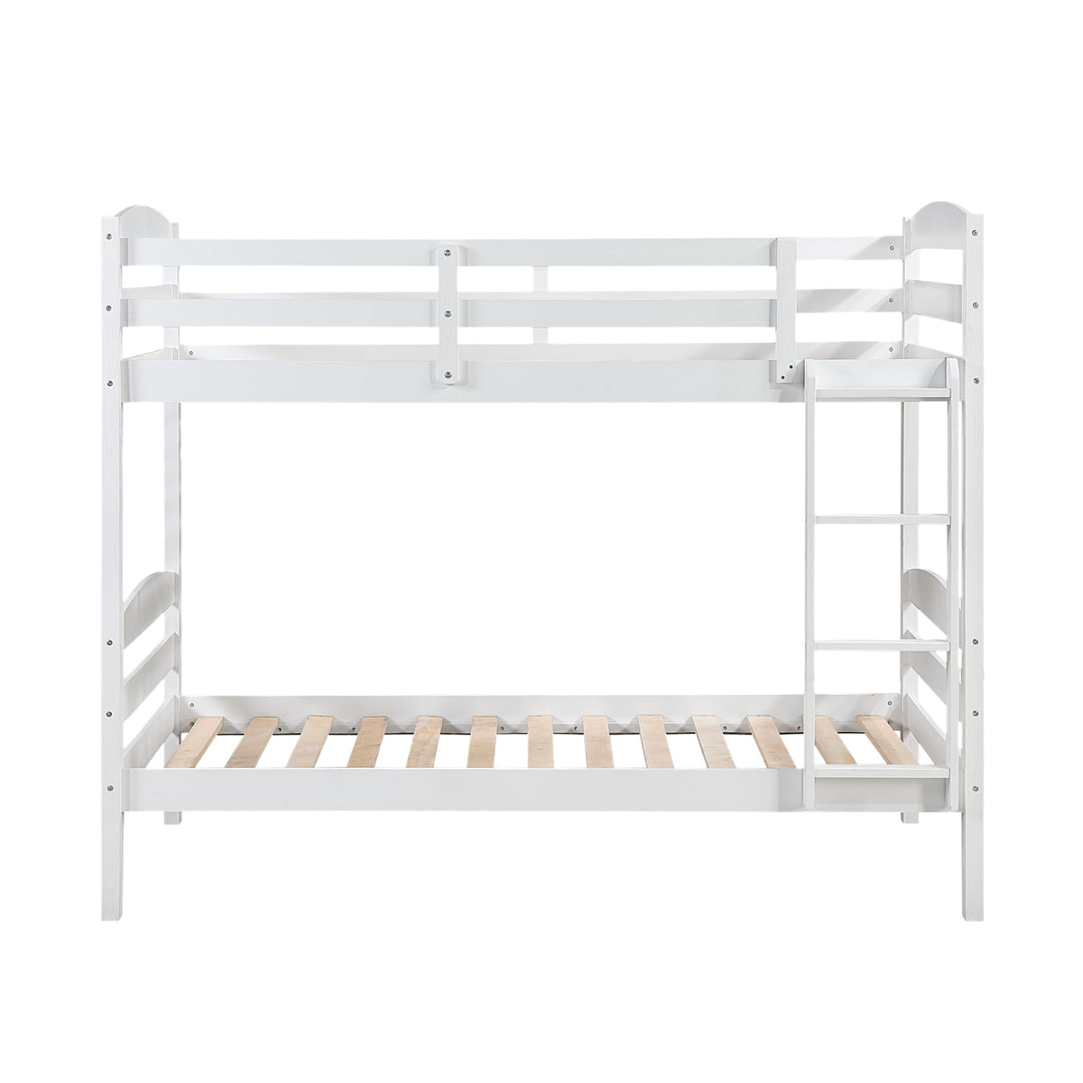 Twin Over Twin Bunk Bed White Wood Frame for Bedroom