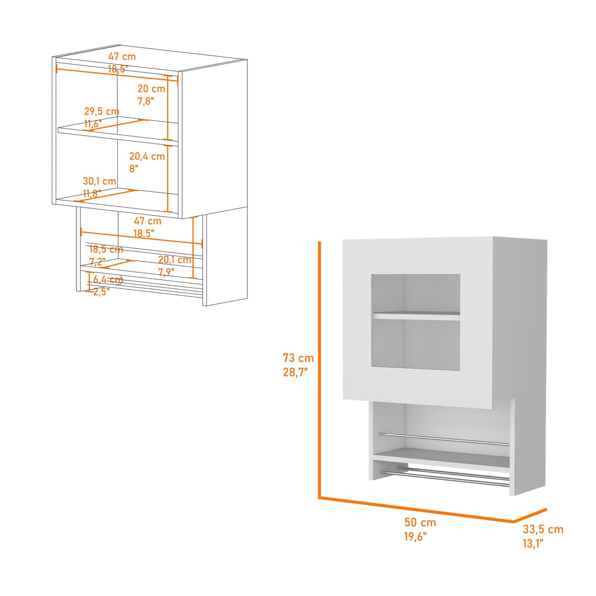 White Wood Spice Rack Cabinet with Shelf