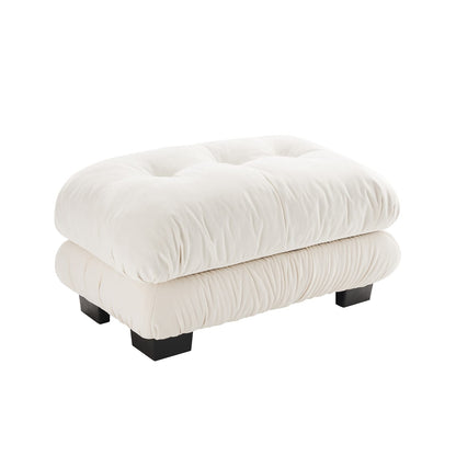 White Chenille Ottoman - 36" Seat for Living Room Apartments