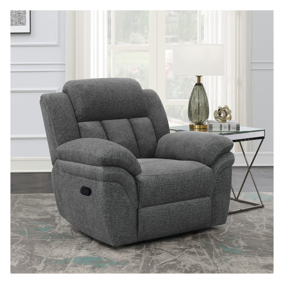 Charcoal Polyester Glider Recliner - 44" Primary Living Space