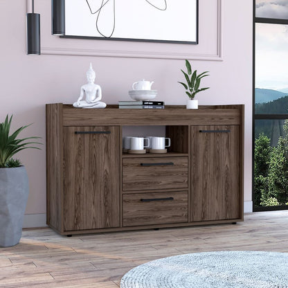 Brown Particle Board Dining Room Sideboard with Storage Cabinets