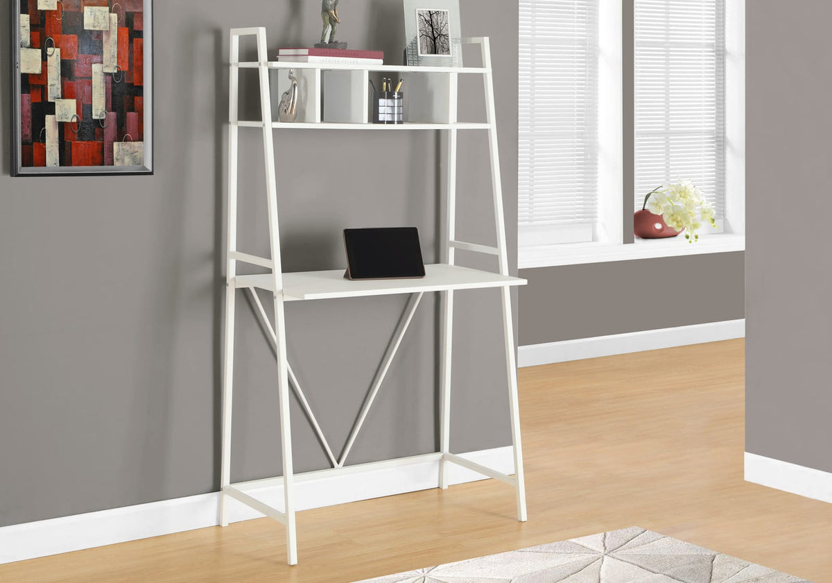 White Computer Desk with Storage Shelves - 32" L