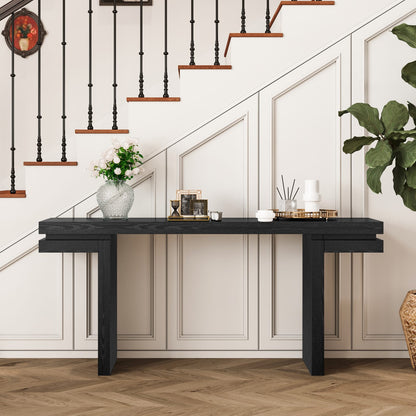 66" Extra Wide Real Wood Veneered Console Table - Black Sofa Table
