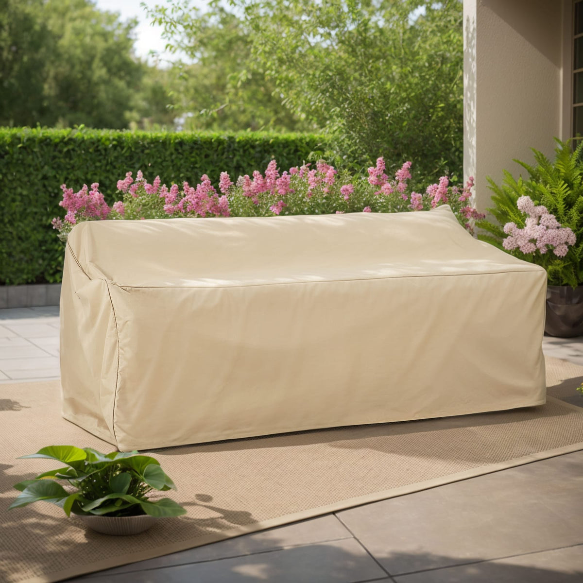 Beige 3-Seater Patio Sofa Cover - Weather Resistant Fabric