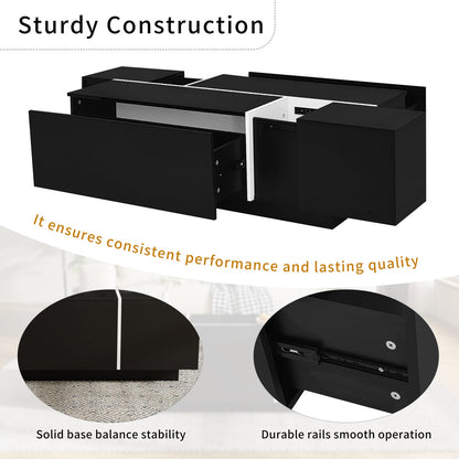 Black MDF Coffee Table with Storage Drawers for Living Room