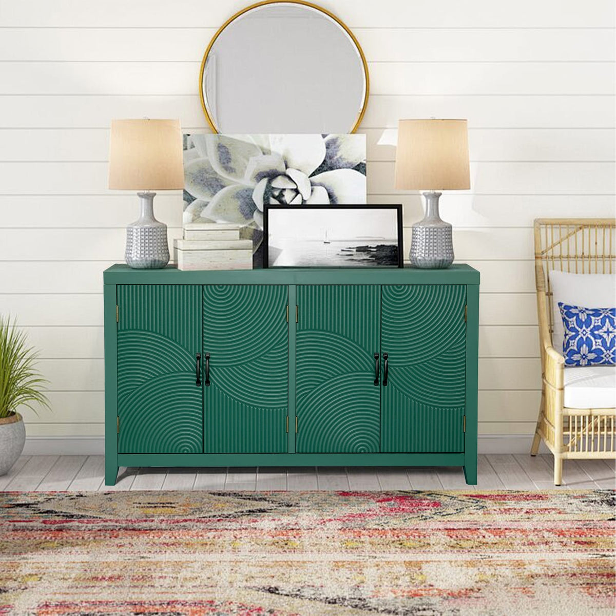 59" Dark Green Accent Cabinet - Storage & Dining Room