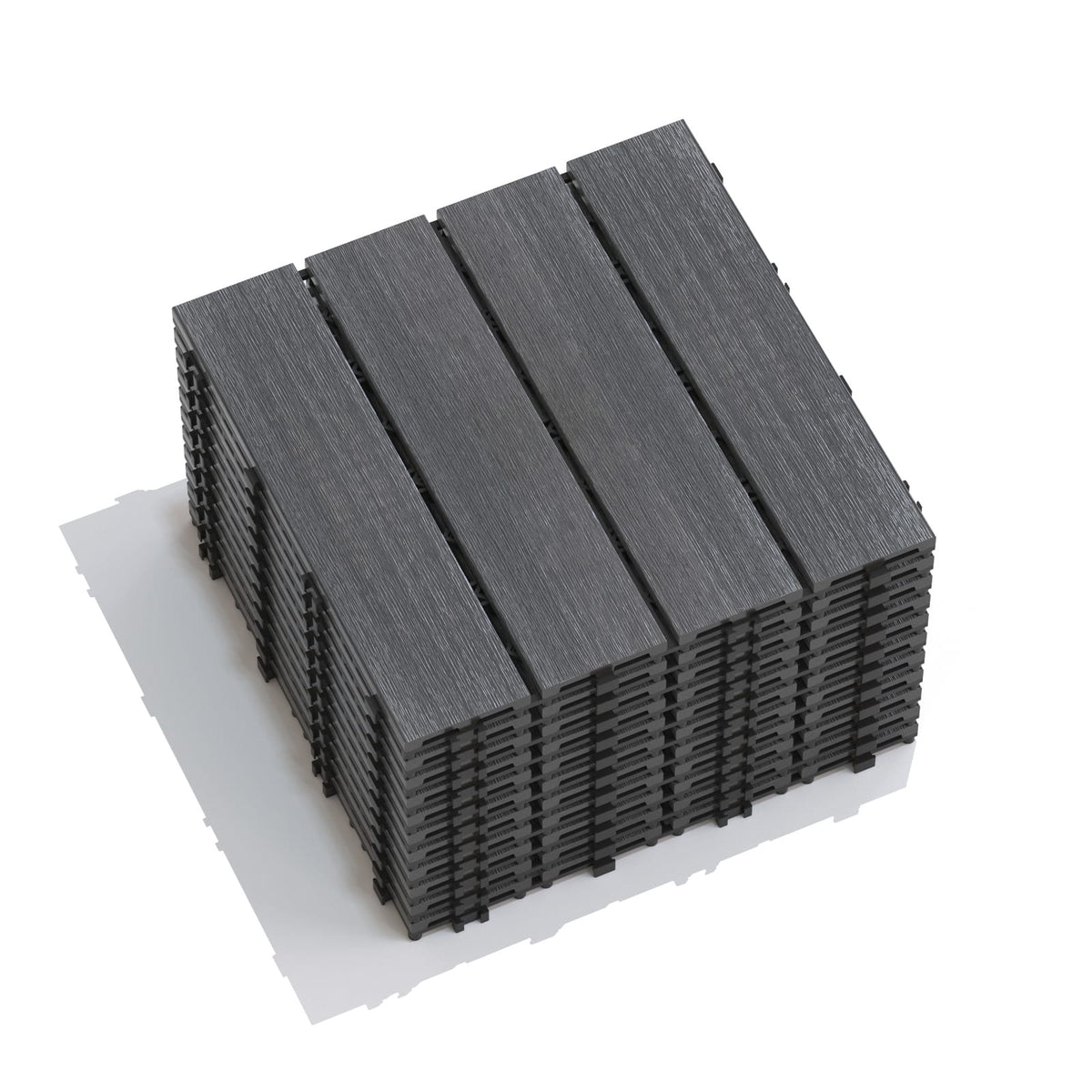 Dark Gray WPC Deck Tiles - 22 Pack for Outdoor Patio & Indoor Use