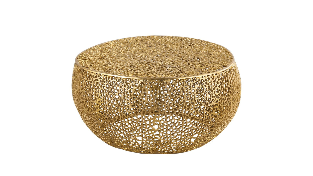 T3502-32 Round Aluminum Coffee Table in Gold - Modern Accent Table