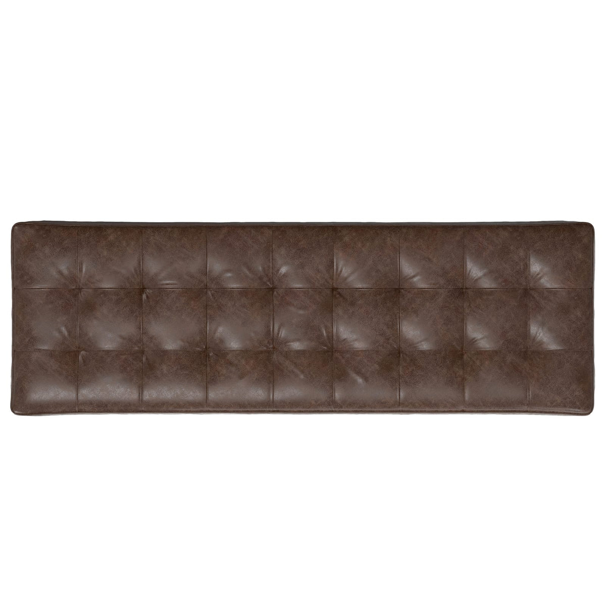 Brown Leather Ottoman Bench - 18" D x 56" W