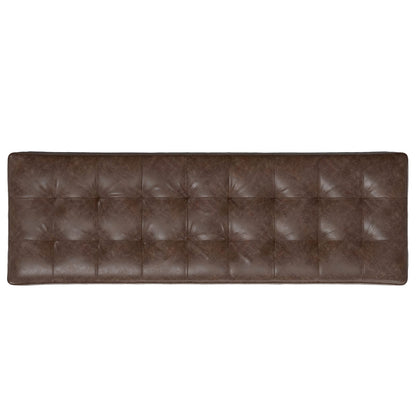 Brown Leather Ottoman Bench - 18" D x 56" W