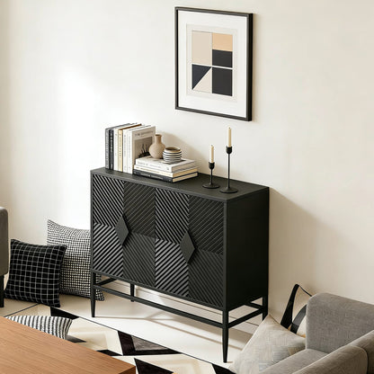 Black Accent Chest Storage Cabinet - 31.5" Modern Style