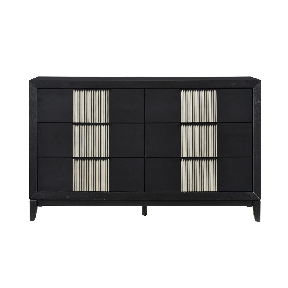 Contemporary 6-Drawer Dresser - Charcoal Gray Solid Wood