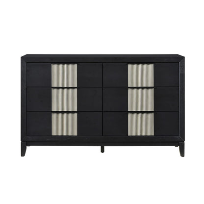 Contemporary 6-Drawer Dresser - Charcoal Gray Solid Wood