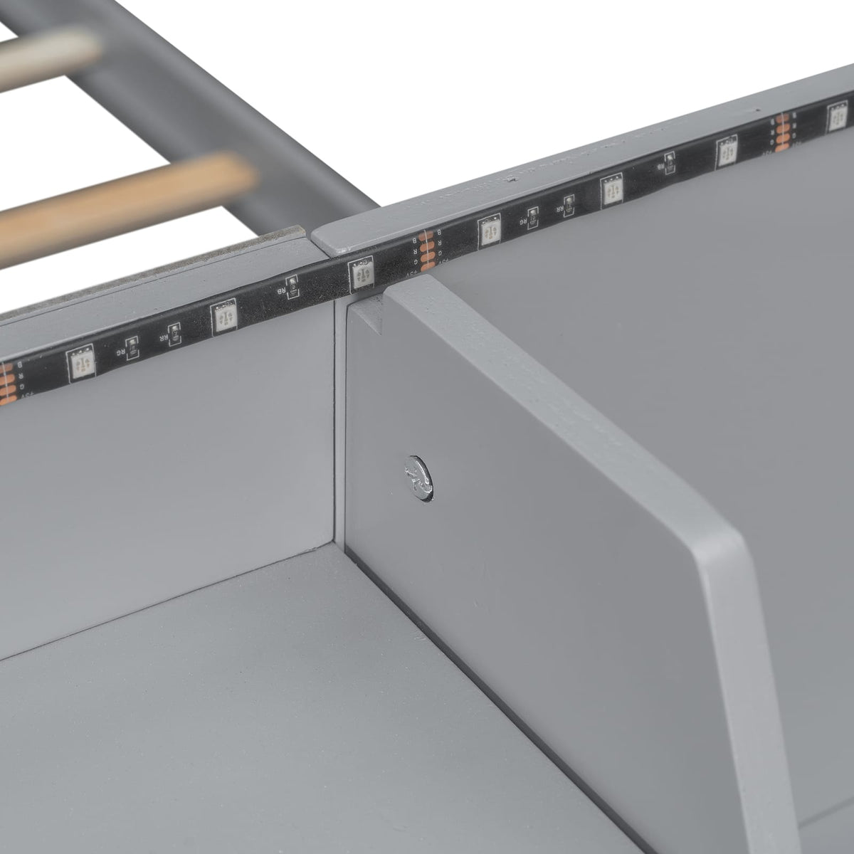 Full Bunk Bed with LED Lights & USB Ports - Gray for Bedroom