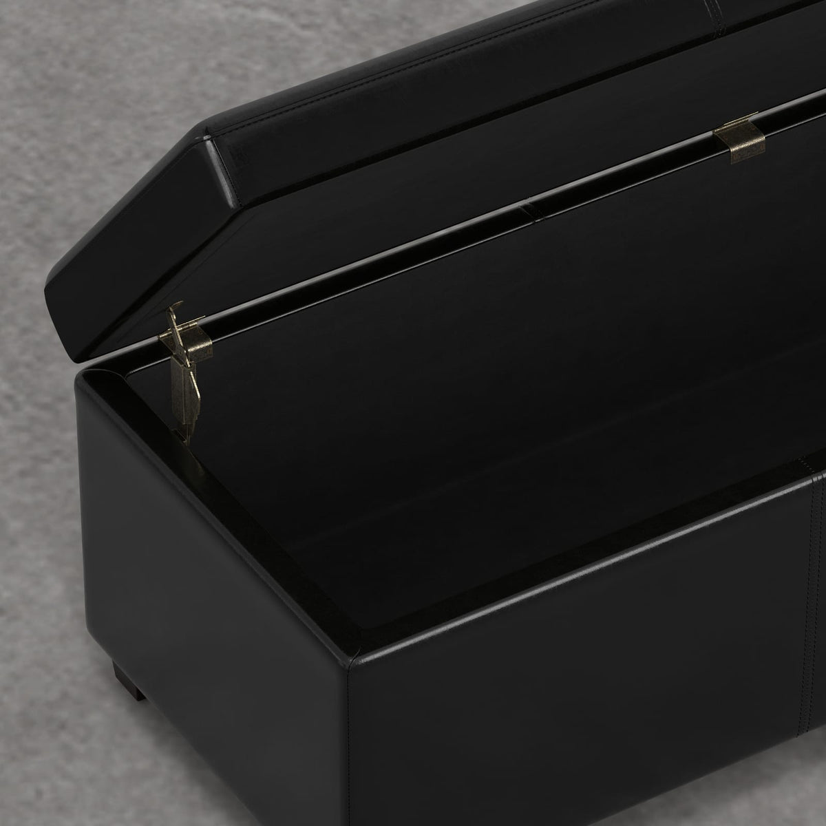 Black Wood Fabric Storage Bench - 18.1 x 53.9 Inches